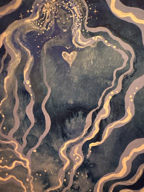Painting of a water goddess rising from the sea